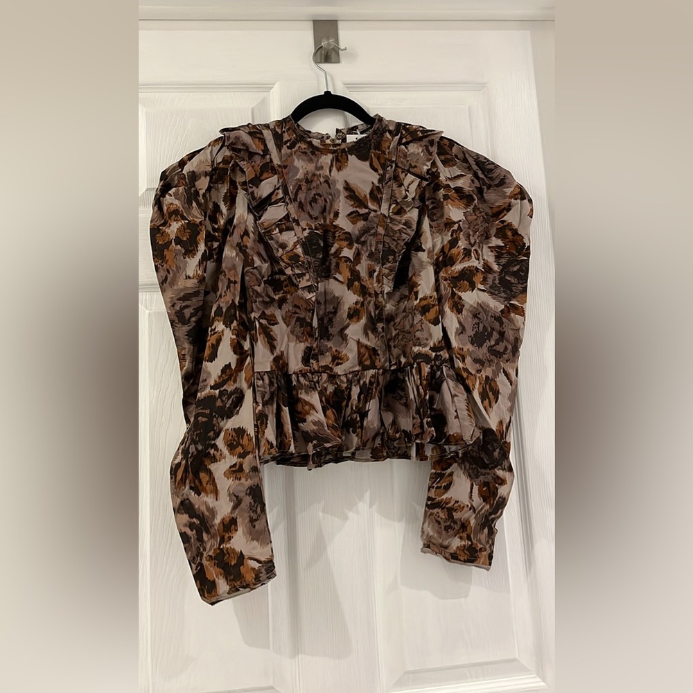 Elegant Brown Patterned Women's Top
